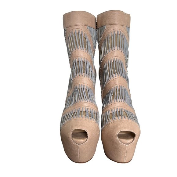 Christian Louboutin Pink and Cream Ankle Booties with Stiletto Heel - Picture 3 of 16